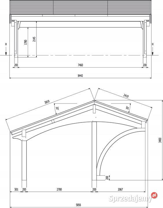 Drewniana trójstanowiskowa wiata garażowa
