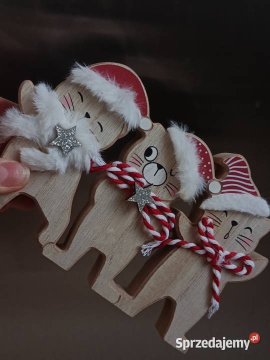 Dekoracja drewniana kotki mikołajki śląskie Katowice