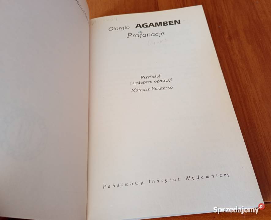 Profanacje Giorgio Agamben przeł i wstępem opat Gdańsk