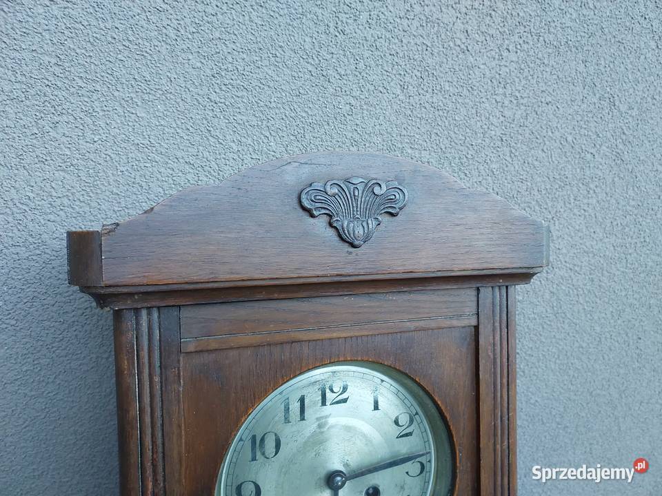 Stary zegar ścienny gabinetowy PHS przedwojenny Tczew