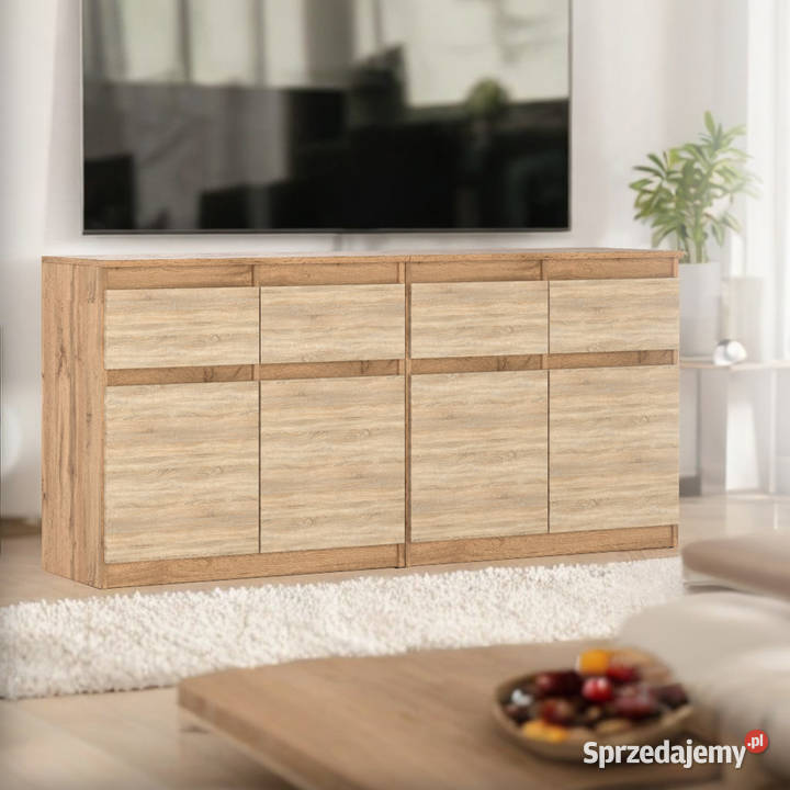 Komoda Drewniana 4 Szuflady Dąb Wotan Sonoma Elbląg