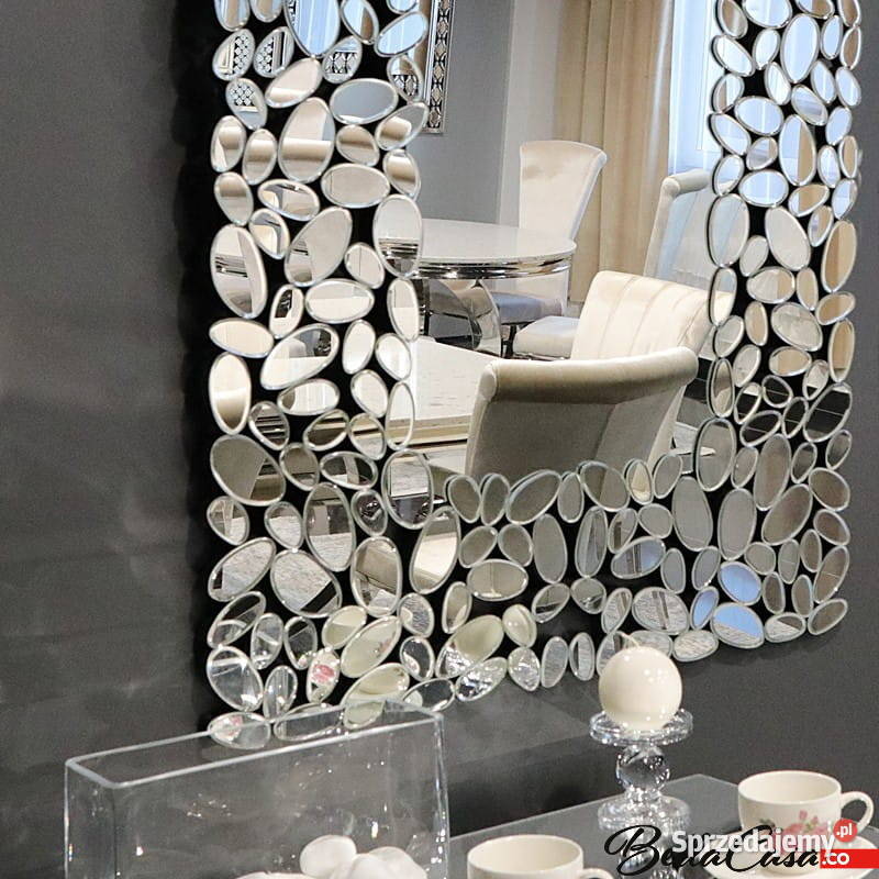 Srebrne lustro glamour prostokątne 80x120 525