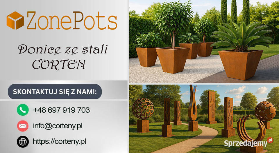 Wysokie donice ogrodowe ze stali Corten