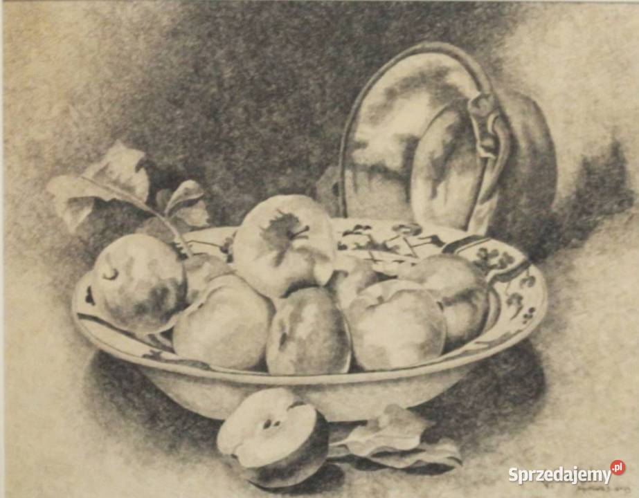 Martwa natura owoce J Brossillon Bruxelles 1929r Bronisze