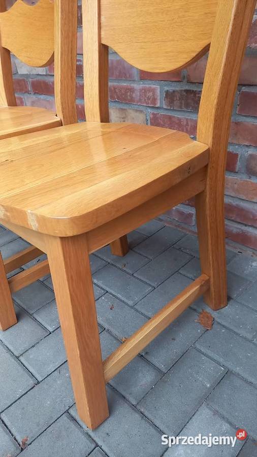 Krzesła dębowe drewniane 4 rustykalne twarde Gawroniec sprzedam
