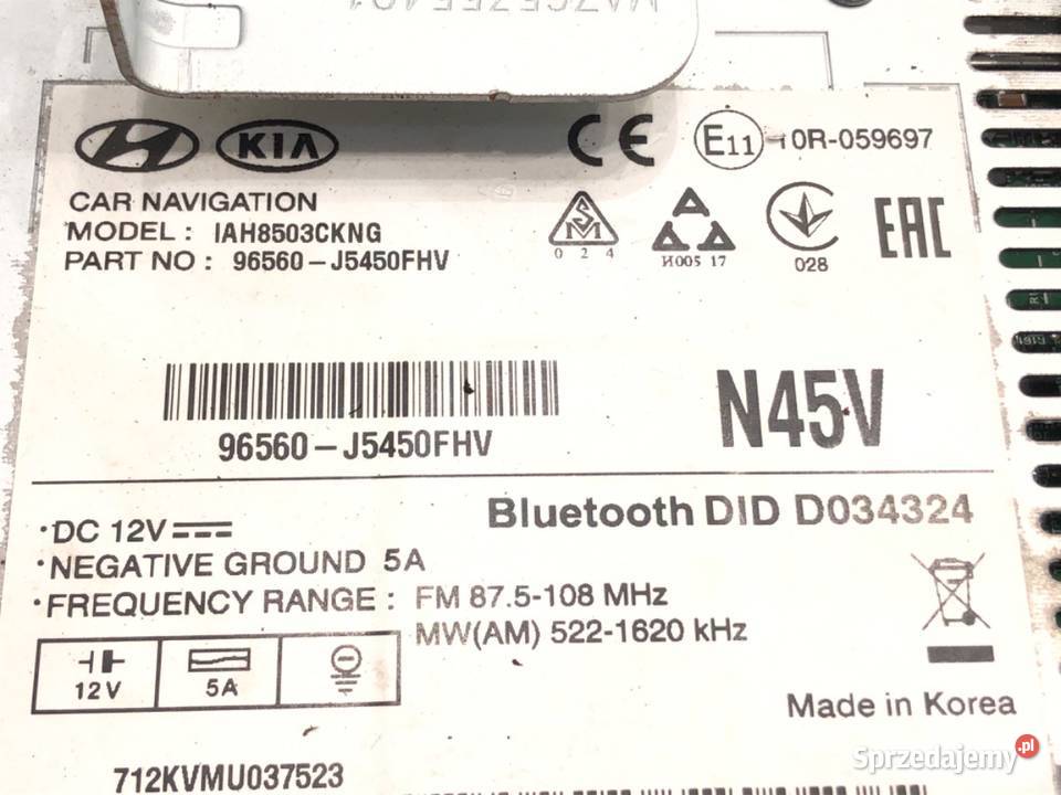 RADIO NAWIGACJA KIA STINGER 96560J5450 osobowe