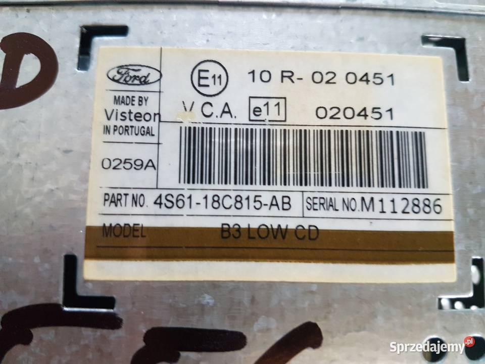 FORD FUSION RADIO CD 4500 VISTEON 4S6118C815AB Turek