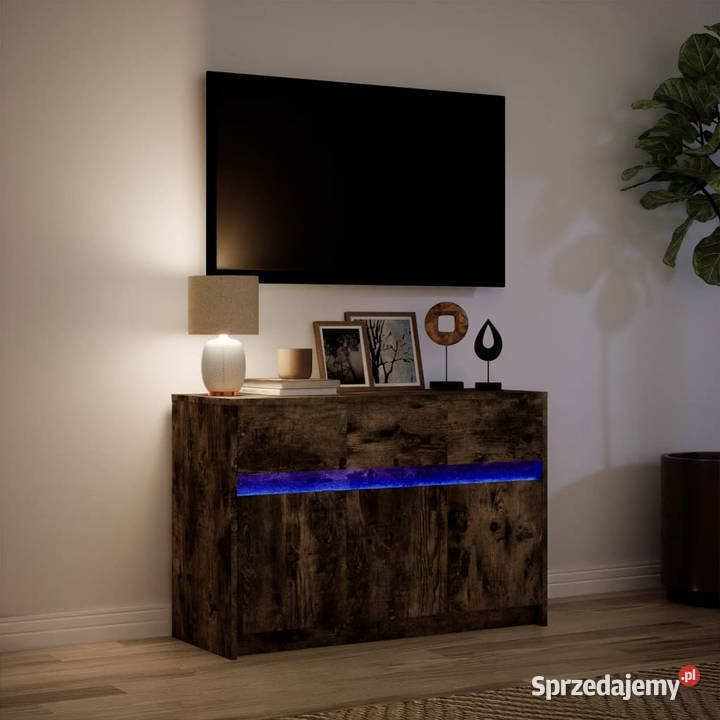 Szafka TV z LED przydymiony dąb 91x34x61 Warszawa