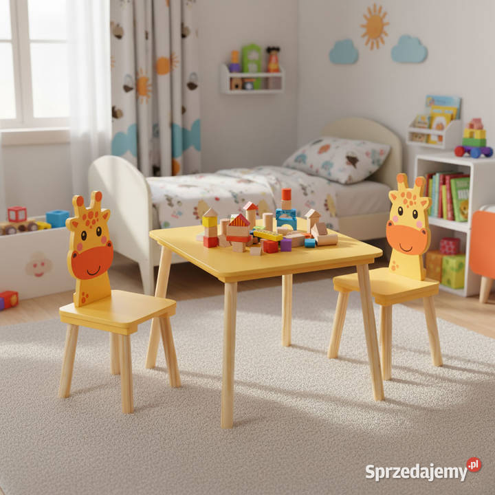 Zestaw mebli dzieci stolik 2 krzesła żyrafa