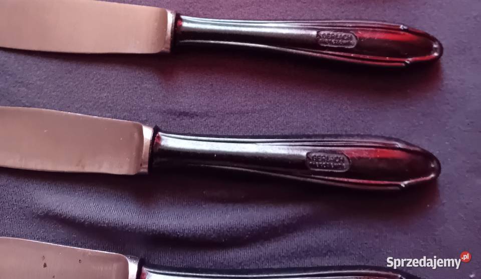 Zestaw 6 noży stołowych z bakelitowymi trzonkami