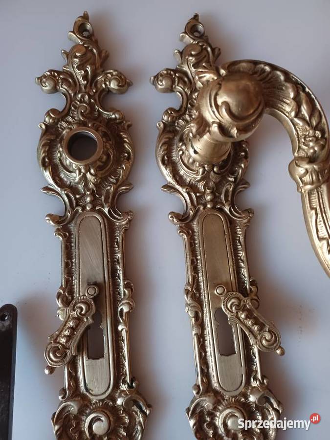 Komplet pałacowych szyldów i klamek Mosiądz