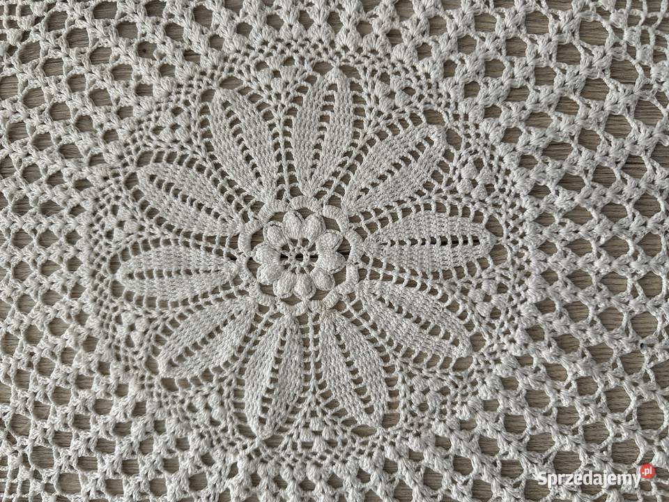 Serweta szydełko śr 60 biała biały Wyposażenie wnętrz Łódź