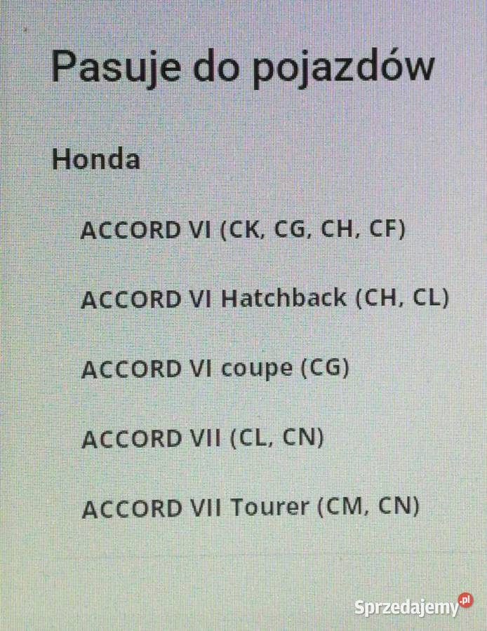 HONDA ACCORD VI WAHACZE TYLNE J4944004 osobowe Tomaszów Lubelski