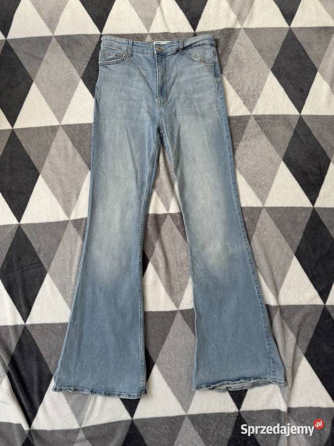 Jeansy dzwony flare denim wysoki stan niebieski pomorskie sprzedam