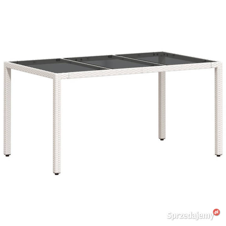Stół ogrodowy ze szklanym blatem biały 150x90x75 Warszawa