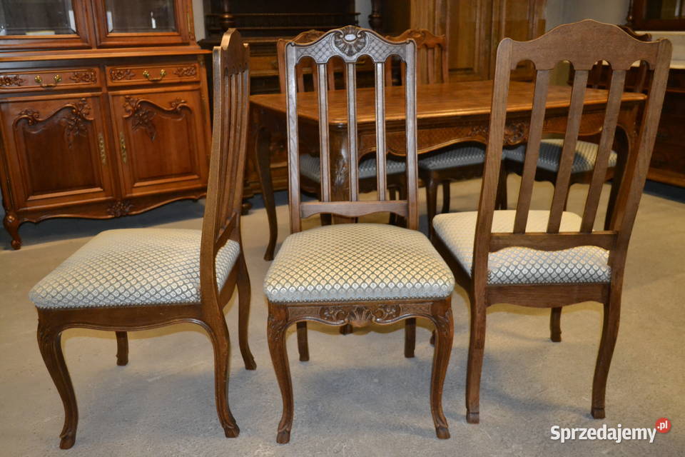 stół i 6 krzeseł ludwikowski komplet dąb Będzin