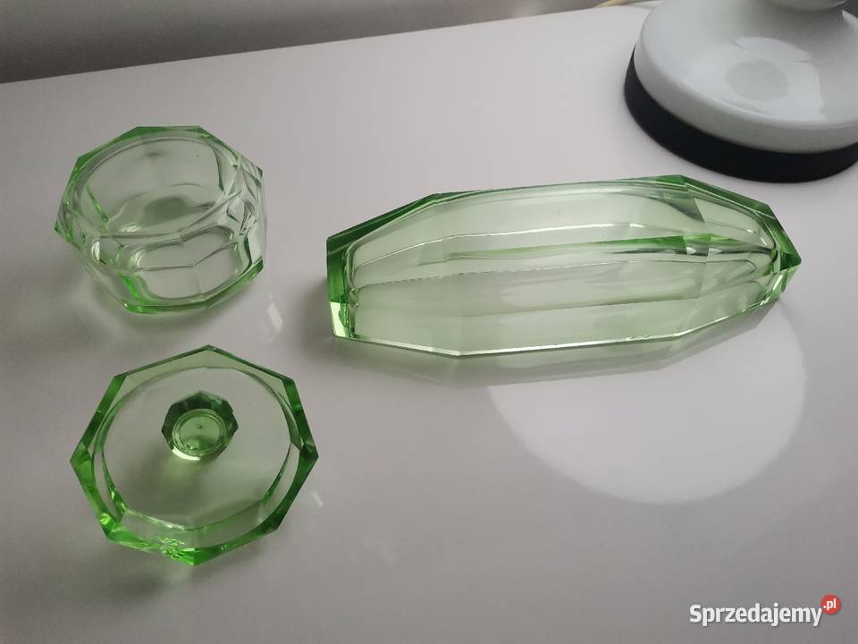 Stary zielony zestaw toaletowy Art Deco 1930 Katowice