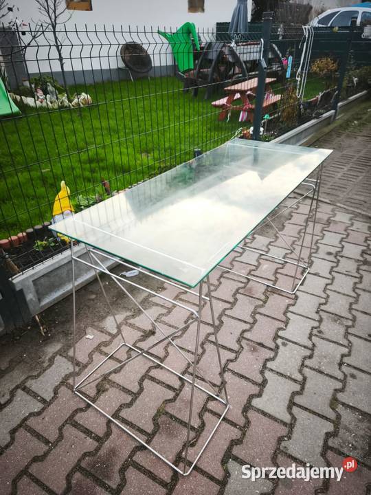 Szklany stół do jadalni biurko srebrna rama 130 Zielona Góra