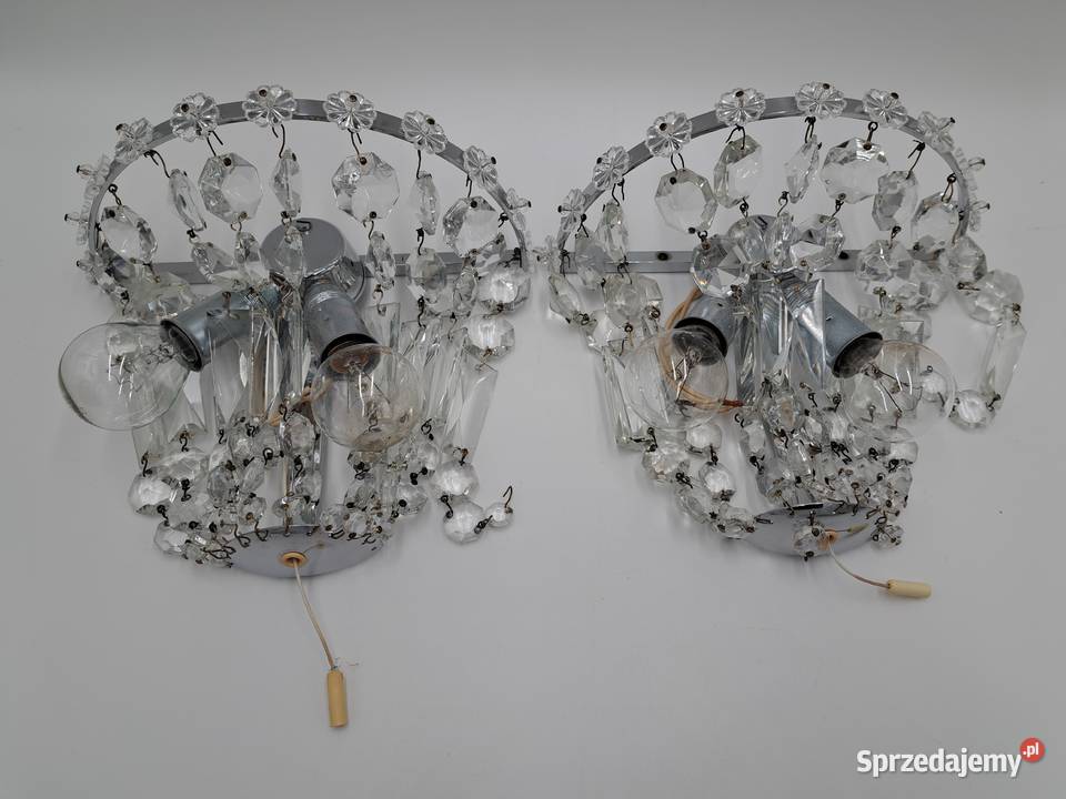 Kinkiet kryształowy mosiężny srebrny chrom z małopolskie Olkusz