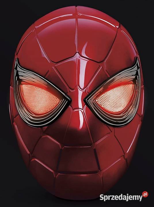 Hełm Iron Spiderman Czarna Seria Światło LED Mogilany