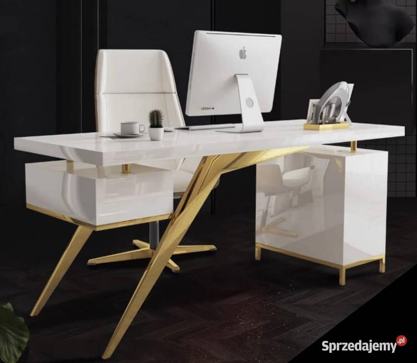 Nowoczesne białe złote biurko nierdzewnej ACŁ Dom i Ogród małopolskie Nowy Sącz sprzedam