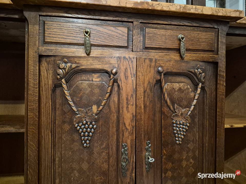 Secesyjna komoda dębowa rzeźbiona z blatem Dom i Ogród Sypniewo