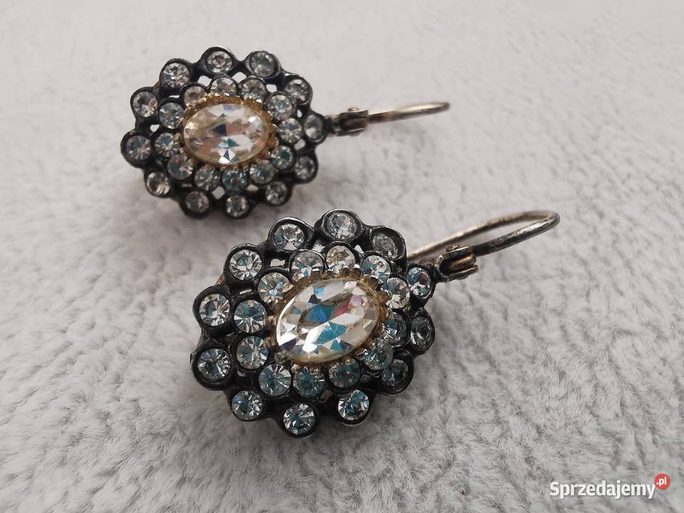 Piękne vintage srebrne kolczyki z dużą ilością Rzeszów