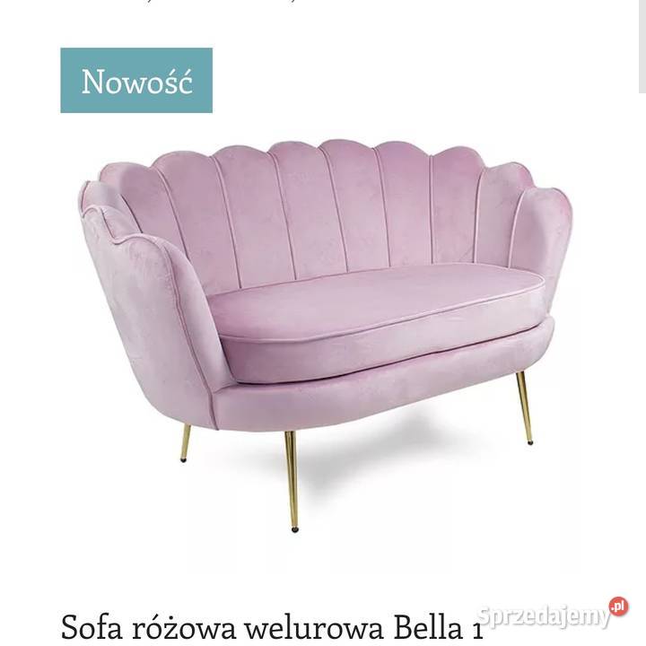 Sofa różowa welur Glamour Darmowa dostawa