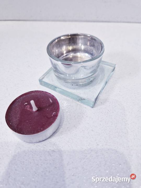 Szklany świecznik na podgrzewacze z gratisem Dąbrowa Górnicza sprzedam