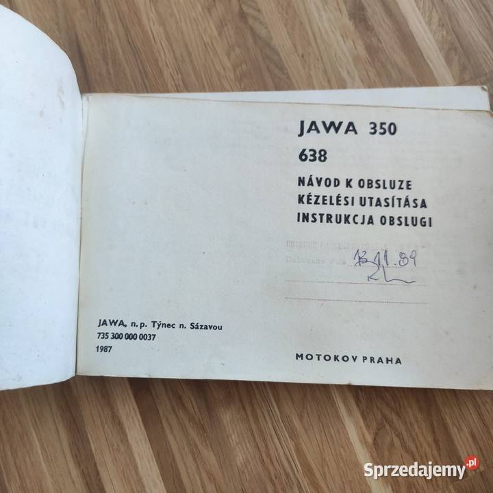 Instrukcja obsługi Jawa 350638 1987 Warszawa sprzedam