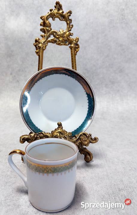Filiżanka duet Złoty ornament Biała porcelana Dobrzany sprzedam