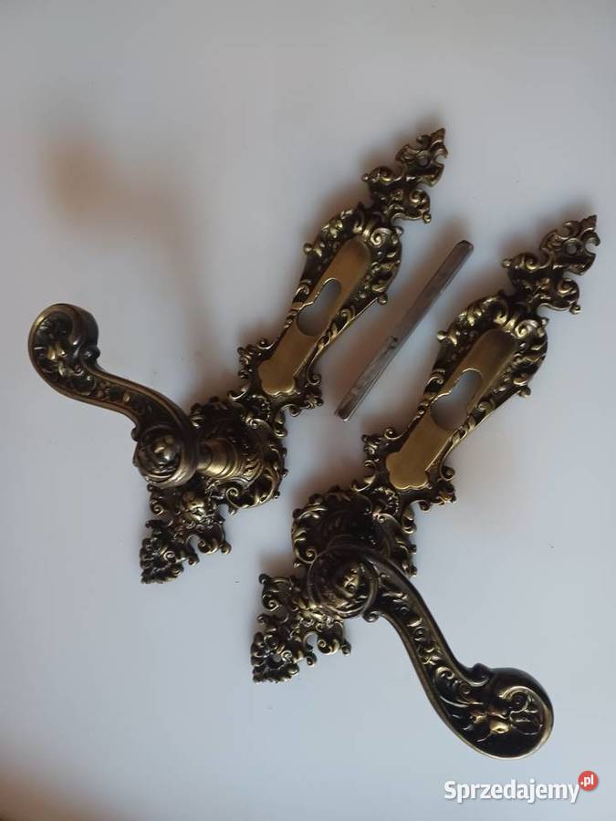 Komplet pałacowych klamek i szyldów Mosiądz wielkopolskie