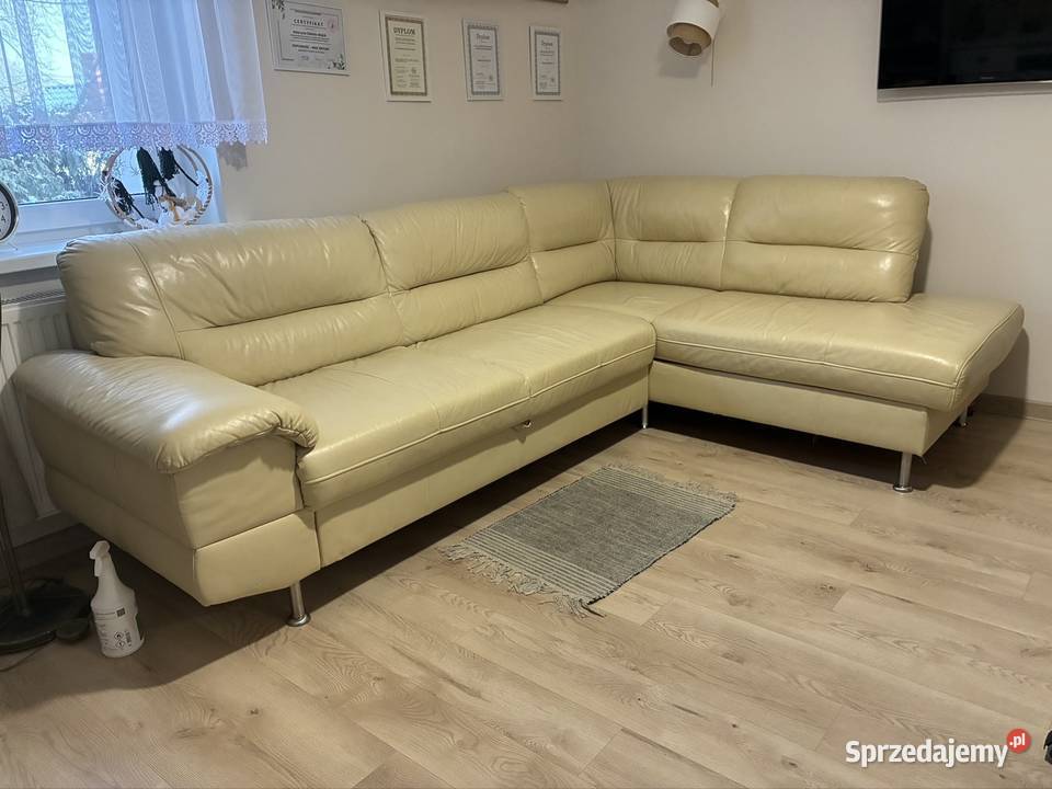 Rogówka Narożnik z funkcją Spania Skóra Świecie