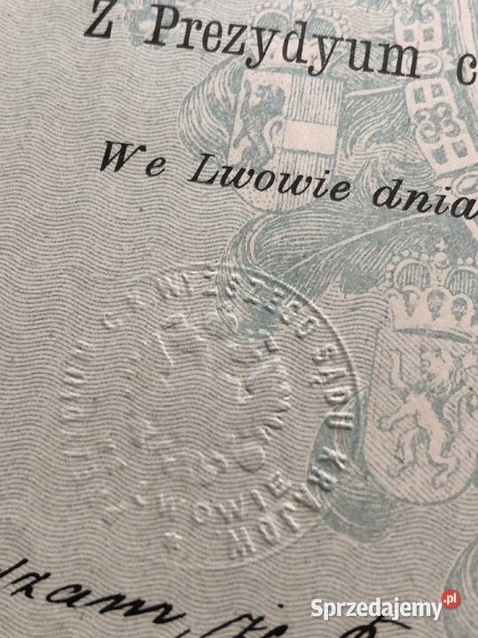 Świadectwo z egzaminu sędziowskiego Lwów 1905 łódzkie Łowicz