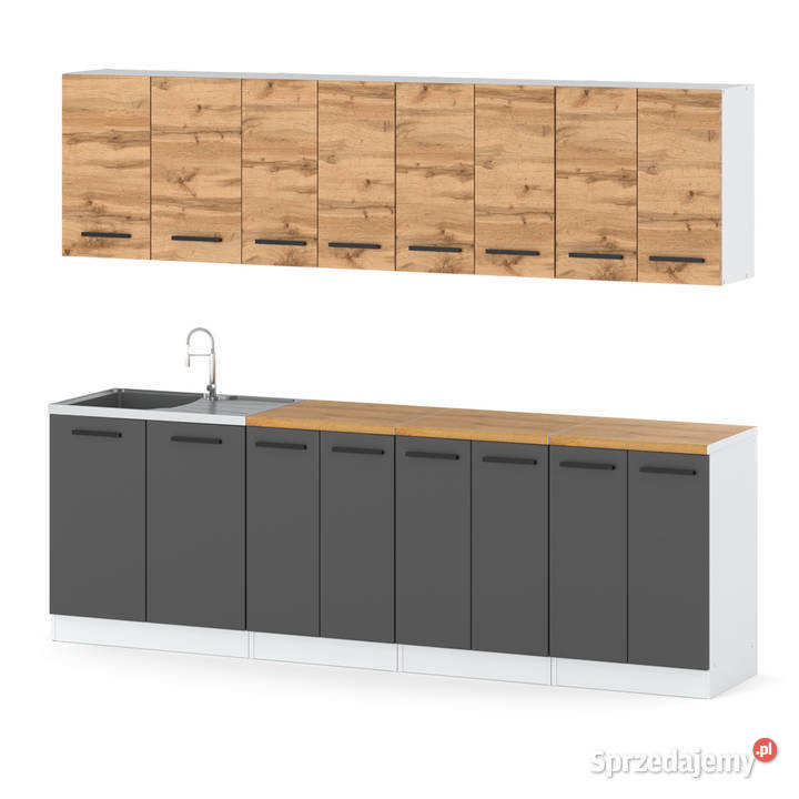 Meble Kuchenne Szare Z Drewnem Vero 26m Kuchnia Elbląg