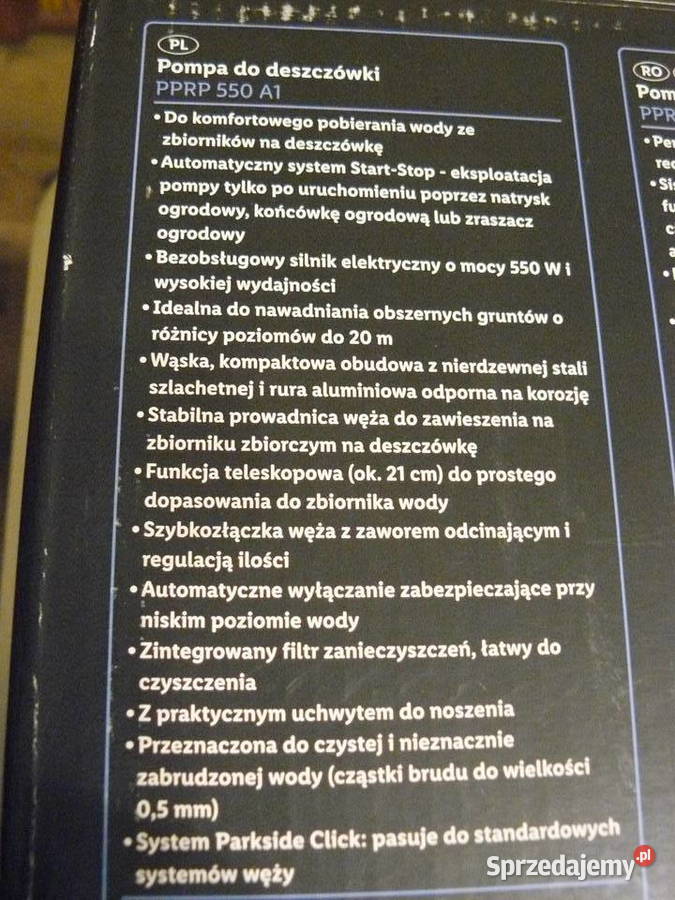 Pompa do wody Performance Parkside deszczówka Pompy i hydrofory Nowa Sól sprzedam