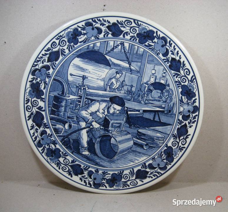 Talerz Ozdobny Blue Delfts Socrealizm