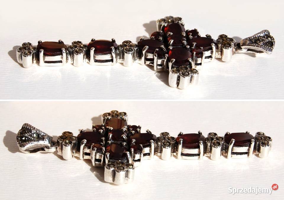 Krzyż granaty markasyty srebro pr 925 wisior Lublin