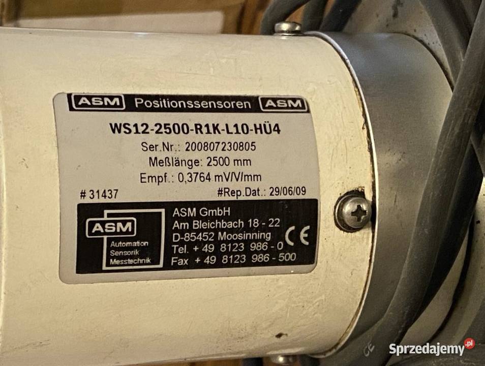 Czujnik sensor położenia ASM zakres 2500 mm typ Pozostałe
