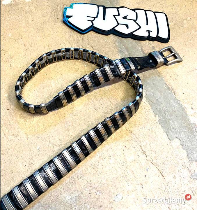 Unikatowy Prestiżowy SkóraMetal Pasek Włoski Długość 115 Poraj