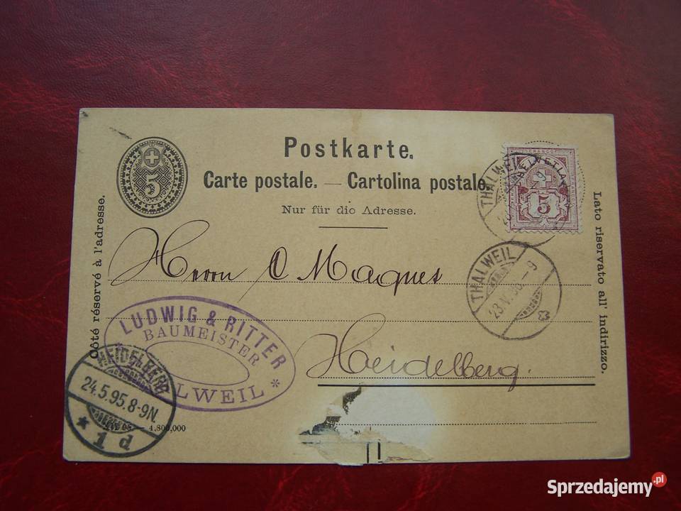 Szwajcaria 1895 Kartka pocztowa Tychy