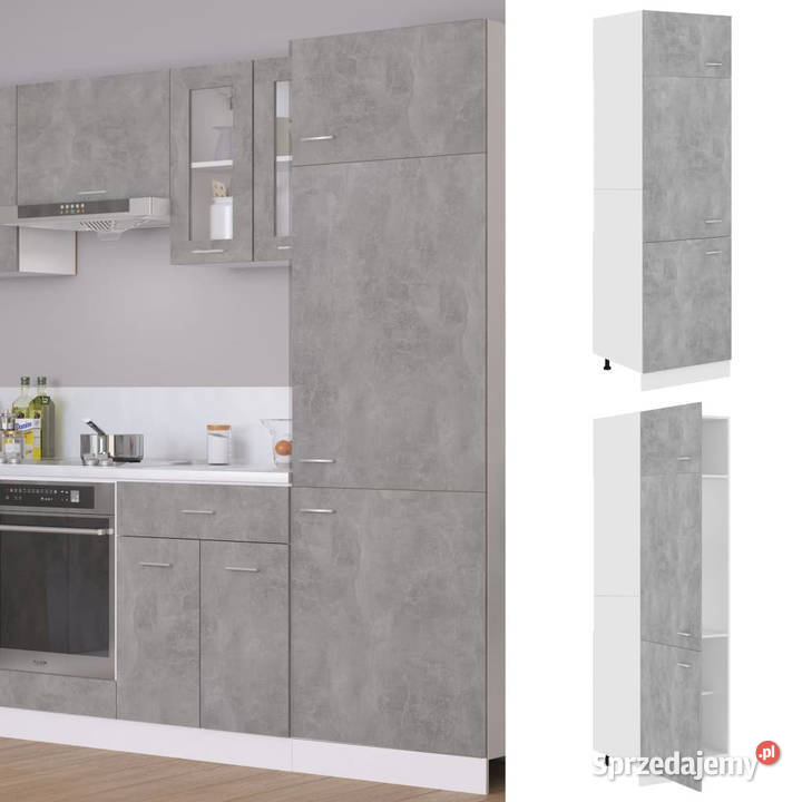 Szafka na lodówkę szarość betonu 60x57x207 mazowieckie Warszawa