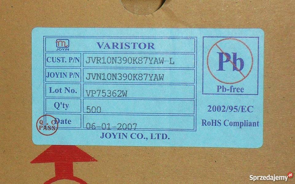 Warystory JVR10N390K 25 V AC 31 V DC 39 V DC 500 Gliwice