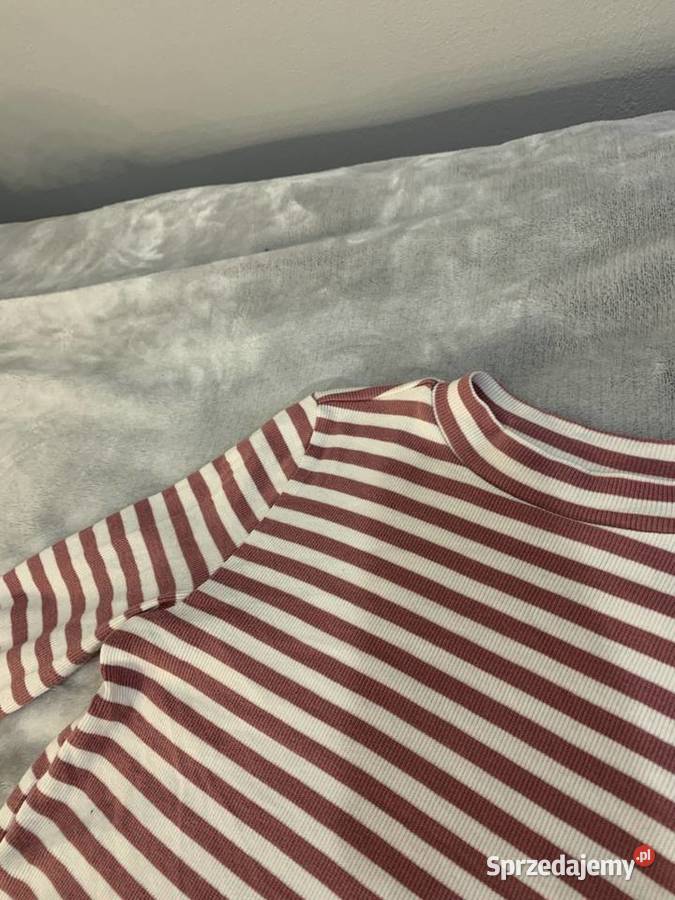 Półgolf golf sweter prążkowany w paski HIT biały Jasło
