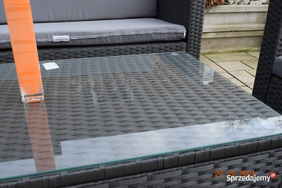 Zestaw kawowy technorattan szary sofa 2osobx2