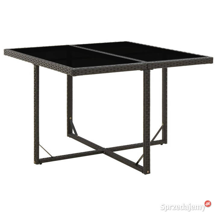 Stół ogrodowy czarny 109x107x74 polirattan i