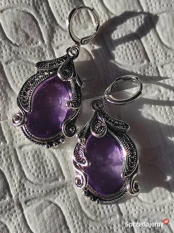 Cudne kolczyki fioletowe w stylu boho zachodniopomorskie Wrzosowo