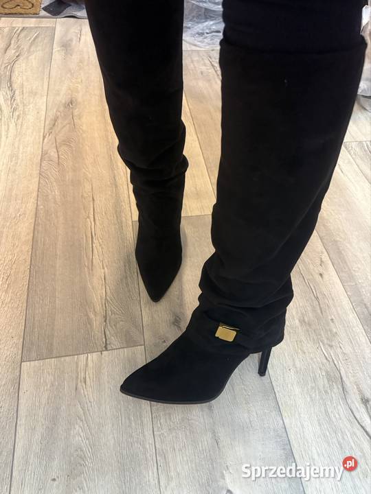 40 Czarne ekskluzywne kozaki szpilki wieczorowe czarny Kraków