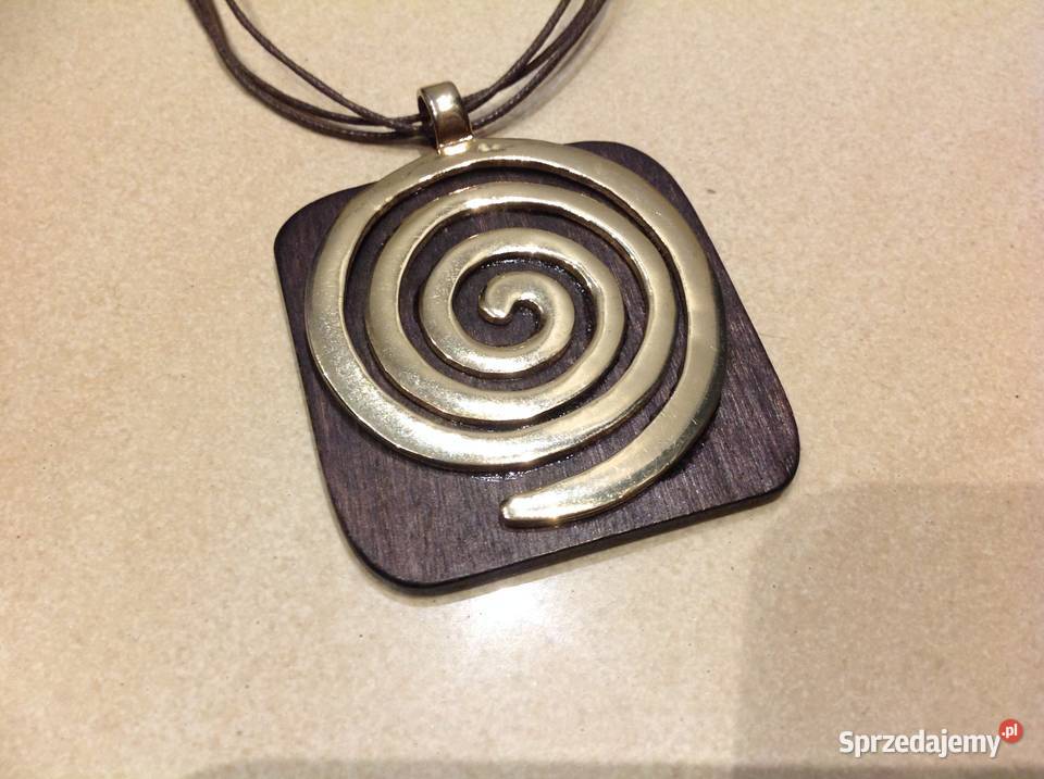 Naszyjnik Spirala Damski Drewno Metal Nowa Sól
