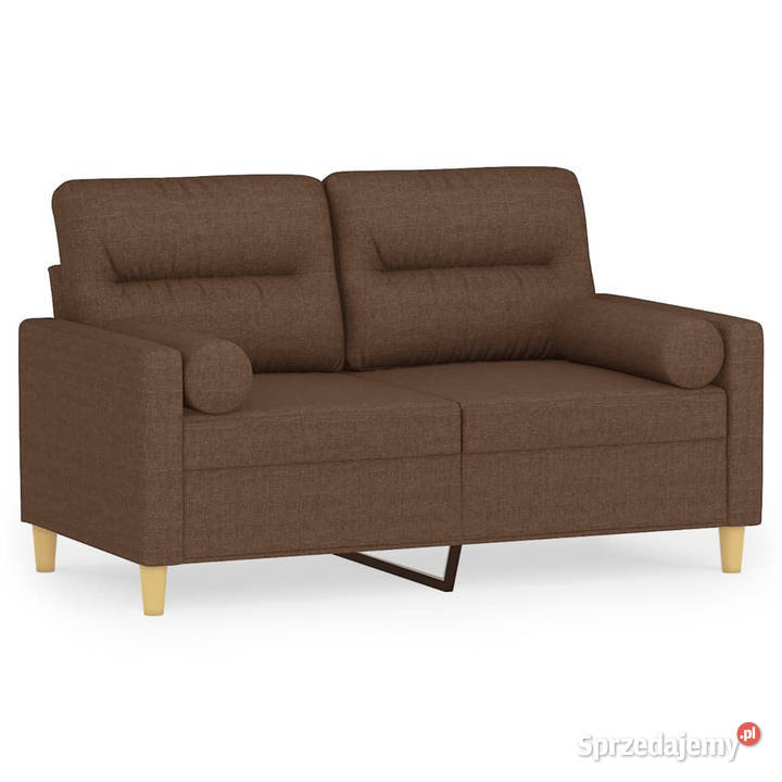 2osobowa sofa z poduszkami brązowa 120 tkanina